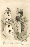 CPA Fantaisie Bonhomme de neige Femmes 