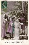 CPA Fantaisie Bonhomme de neige Enfant 