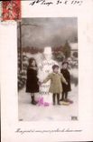 CPA Fantaisie Bonhomme de neige Enfant 