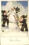 CPA Fantaisie Bonhomme de neige Enfants 