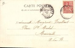 Postal Corrida Curso de toros Arenas de Beziers una buena clavija