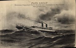 Vintage Postcard Bateau Steamer Posts fast Shipping company Paul Lecat
