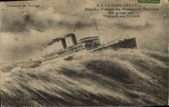 CPA Bateau Paquebot SS Paul Lecat Messageries Maritimes par grosse mer 