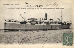 Vintage Postcard Boat Steamer SS Plata Co Gle of the Maritime transport