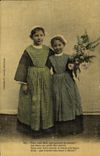 Postal Folclore Niños Bretaña (tarjeta toilee)