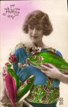 CPA Fantaisie Paques 1er Avril Femme 