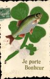 CPA Fantaisie Paques 1er Avril Trefle 