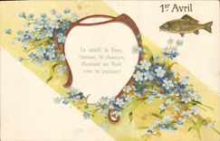 CPA Fantaisie Paques 1er Avril Fleurs 