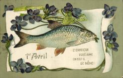 CPA Fantaisie Paques 1er Avril Fleurs 