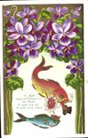 CPA Fantaisie Paques 1er Avril Fleurs Cigarette Tabac 