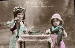 CPA Fantaisie Paques 1er Avril Enfants 