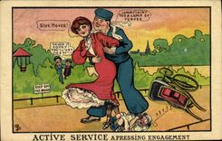 CPA Fantaisie Active service Poussette Marin Militaria 