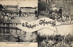 CPA Chasse a courre Chantilly Chiens Chien
