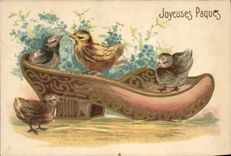 Vintage Postcard Fantasy Chicks Shoe