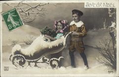 Vintage Postcard Fantasy Children Christmas Shoe