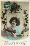 Vintage Postcard Fantasy Woman Happy new year Shoe