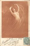 CPA Fantaisie Illustrateur Femme Lever de lune 