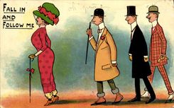 CPA Fantaisie Illustrateur Fall in and follow me Femme 