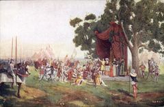 CPA Jeanne d'Arc Apres la victoire messe dite sur le champ de bataille de Patay 