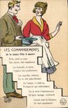 CPA Fantaisie Illustrateur Griff Les commandements de la jeune fille a marier 