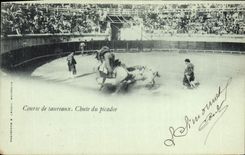 Postal Corrida Corrida de toros Caída del picador