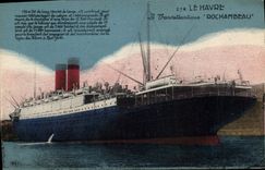 Vintage Postcard Boat Steamer Rochambeau Le Havre