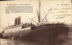 CPA Bateau Paquebot Le Transatlantique Rochambeau 