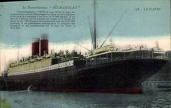 CPA Bateau Paquebot Le Havre Le Transatlantique Rochambeau 