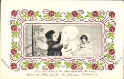 CPA Fantaisie Bonhomme de neige Enfants 