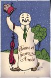 CPA Fantaisie Bonhomme de neige Enfant 