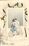 CPA Fantaisie Bonhomme de neige Femme 