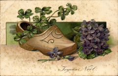 CPA Sabot Fantaisie Trefles Fleurs 