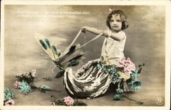 CPA Sabot Fantaisie Enfant Papillon 