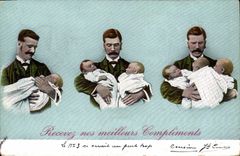 CPA Fantaisie Illustrateur Homme Bebes Enfants 