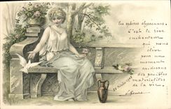 Postal Fantasia Ilustrador Mujer Perno