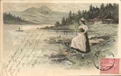 CPA Fantaisie Illustrateur Femme 