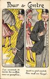 CPA Fantaisie Illustrateur Pour et contre Parapluie 