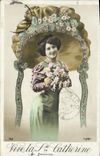 Vintage Postcard Fantasy co. Catherine Femme Bonnet