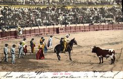Postal Corrida Curso de toros CINE de vara