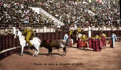 CPA Corrida Course de taureaux Suerte de vara y bombita al quite 
