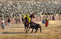 Postal Corrida Curso de toros Suerte de vara