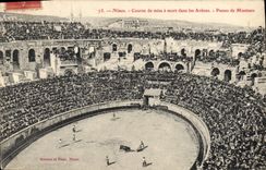 Postal Corrida Corrida de toros Nimes Curso de puesta se murió en las arenas Pasos de abrigo