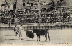 CPA Corrida Course de taureaux Nimes Les arenes un jour de course espagnole Les passes de muleta 