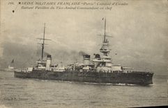 CPA Bateau Guerre Patrie Cuirasse d'escadre Battant pavillon du Vice Amireal Commandant en chef 
