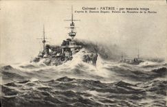 CPA Bateau Guerre Cuirasse Patrie par mauvais temps 