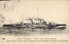 CPA Bateau Guerre Paris Cuirasse d'escadre Dreadnought 