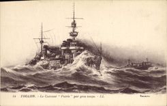CPA Bateau Guerre Toulon Le cuirasse Patrie par gros temps 