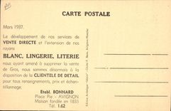 Postal Aviñón el Lugar y edificios Santo Jean Establecimientos Bonnard Venta directo Blanco Lencería Artículos de cama