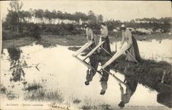 Vintage Postcard With the laundrette Young people from the Landes Washerwomen Laundrette