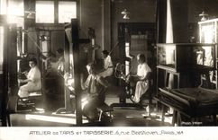 Vintage Postcard Workshop of carpet and tapestry 6 street Beethoven Paris 16th SIGNAL